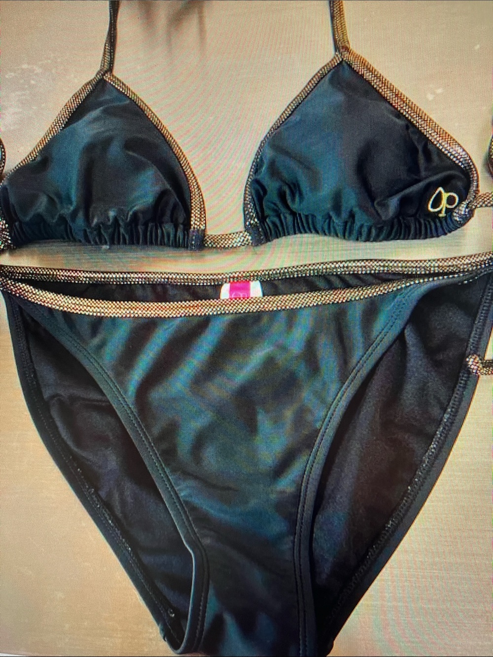 OP Black Bikini with Gold Trim Accents